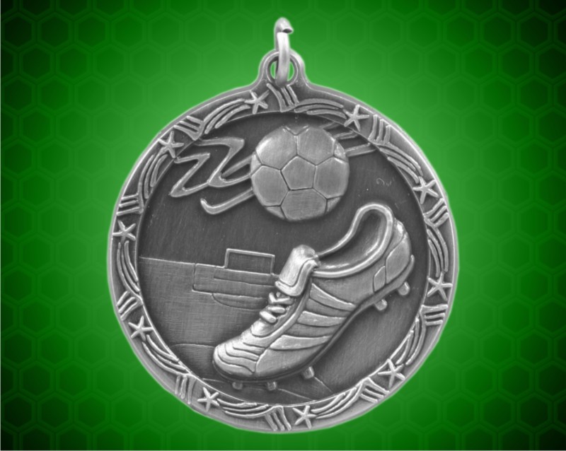 2 1/2 inch Silver Soccer Shooting Star Medal