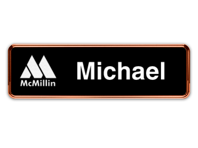 Rose Gold Metal Framed Nametag with Black and White