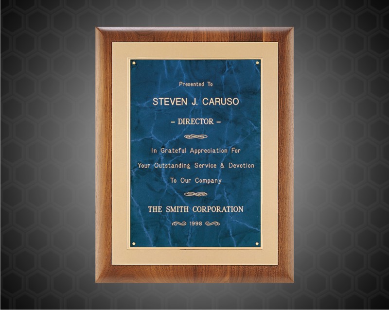 11 x 14 inch Walnut Plaque with Frost Gold Back Plate and Gold Embossed Frame