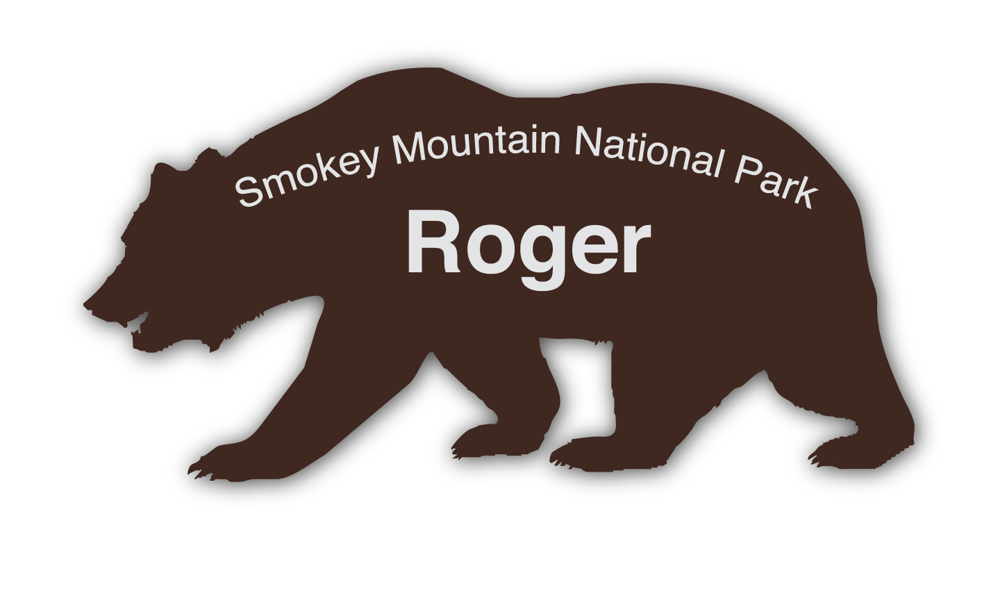 Smooth Plastic Bear Shape Name Tag - 2 x 4 inches