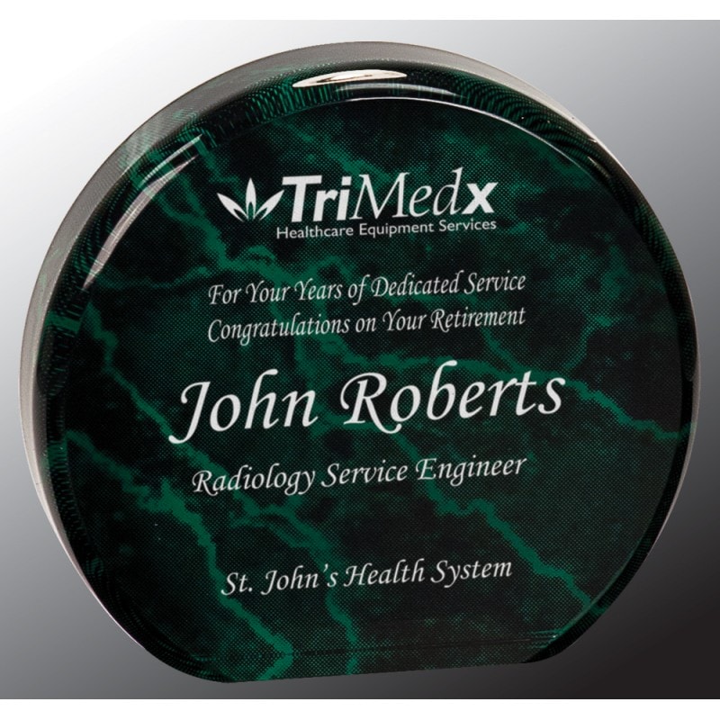 5 1/2 Inch Green Marble Acrylic Circle