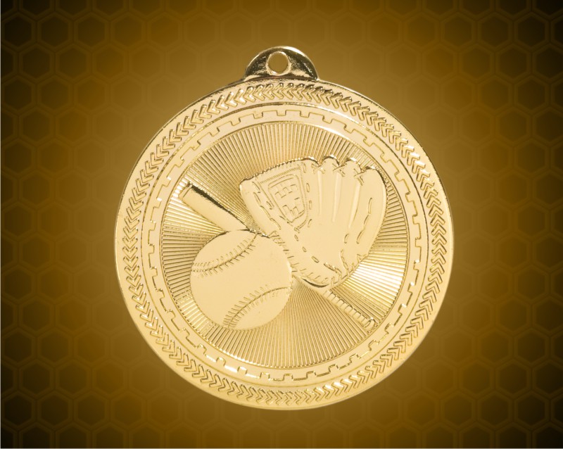 2 inch Gold Baseball Laserable BriteLazer Medal