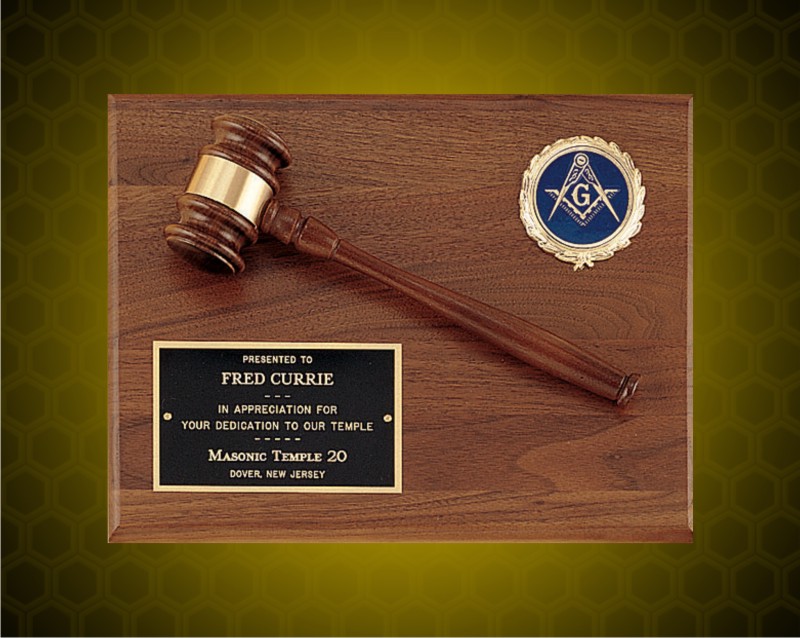 9 x 12 inch American Walnut Plaque with Wooden Gavel