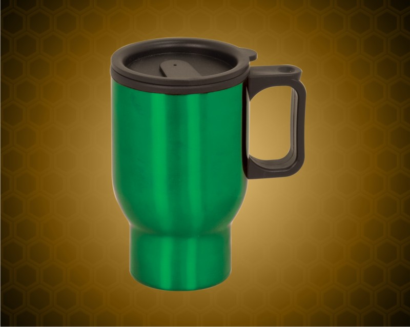 14 oz Green Stainless Steel Travel Mug with Handle