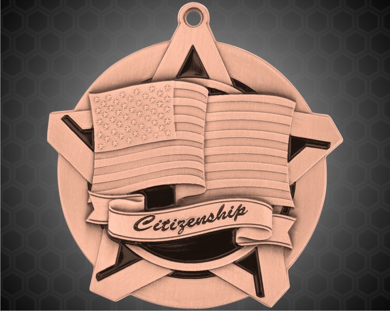 2 1/4 inch Bronze Citizenship Super Star Medal