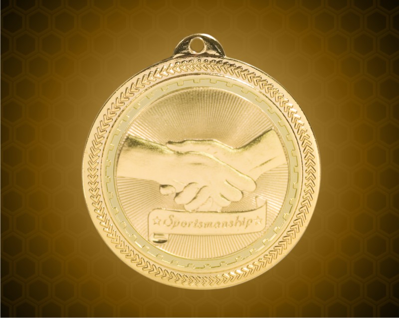 2 inch Gold Sportsmanship Laserable BriteLazer Medal