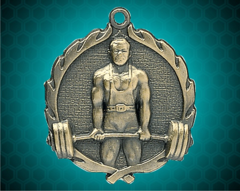 1 3/4 inch Gold Weightlifting Wreath Medal