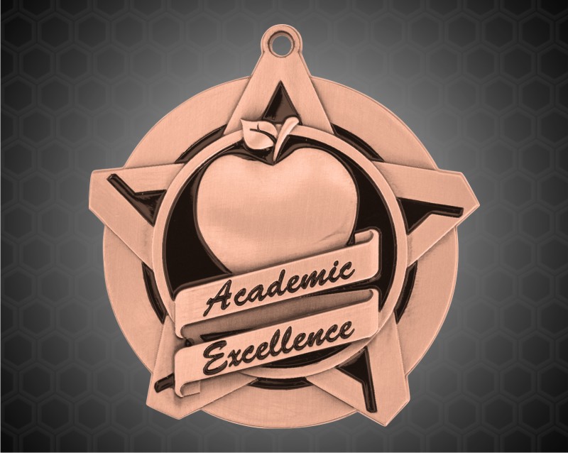 2 1/4 inch Bronze Academic Excellence Super Star Medal