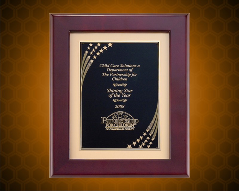 12 x 15 inch Rosewood Piano-Finish Plaque with Florentine Design Border