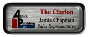 Metal Name Tag: Brushed Silver with Epoxy and Black Metal Border