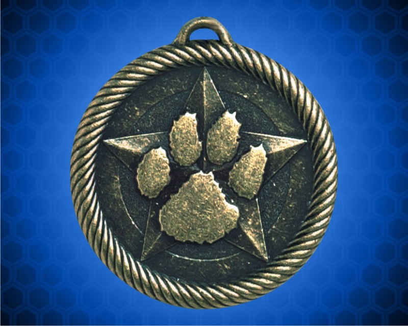2 inch Gold Paw Print Value Medal