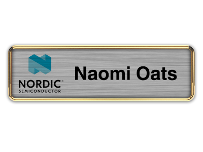 Gold Metal Framed Nametag with Brushed Silver Metal Insert