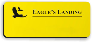 Blank Smooth Plastic Name Tag with Logo: Canary and Black - LM922-704