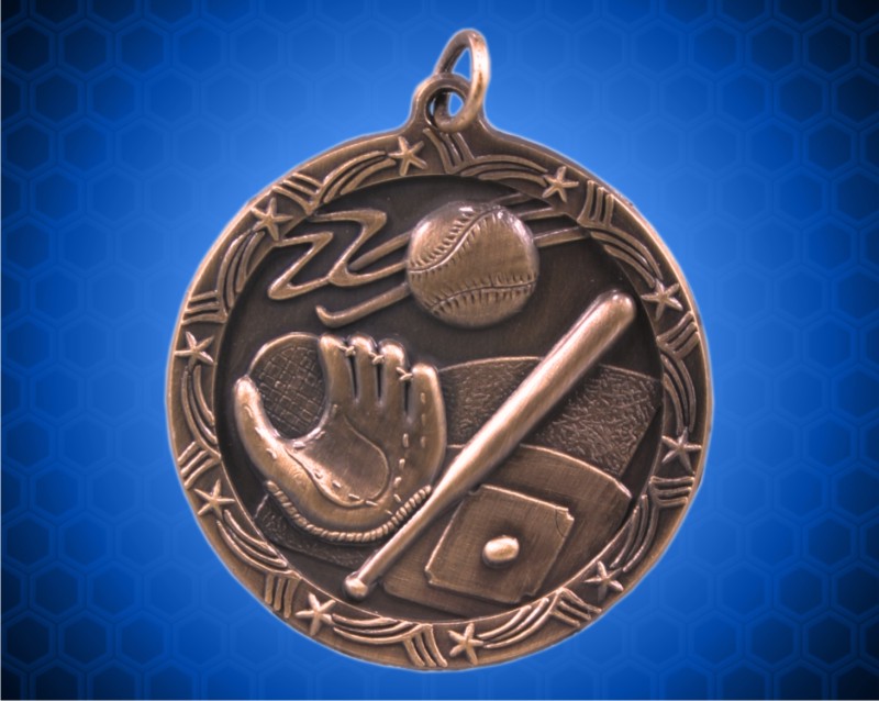2 1/2 inch Bronze Baseball Shooting Star Medal