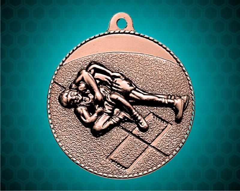 2 inch Bronze Wrestling Die Cast Medal