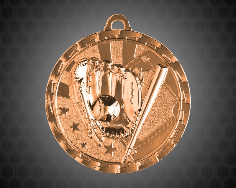 2 Inch Bronze Baseball Bright Medal