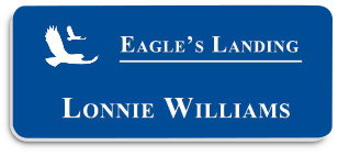Smooth Plastic Name Tag: Sky Blue with White - LM922-512
