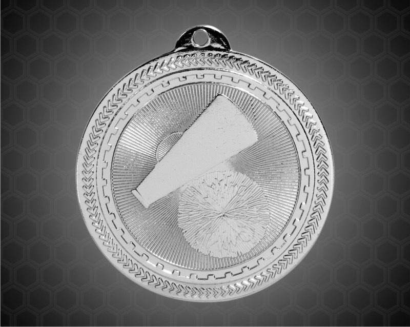 2 inch Silver Cheer Laserable BriteLazer Medal